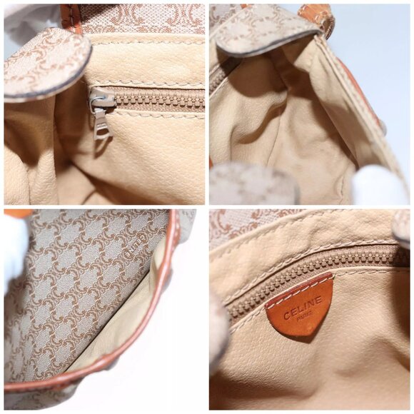 CELINE Macadam Canvas Shoulder Bag PVC Leather Beige Auth - Picture 14 of 16